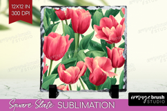 Floral Slate PNG - Sping Flowers Square Slate Sublimation Product Image 1