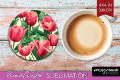 Floral Round Coaster - Sping Flowers Coaster PNG Sublimation Product Image 1
