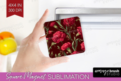 Floral Magnet Sublimation - Sping Flowers Square Magnet PNG Product Image 1
