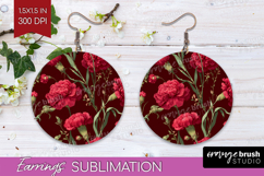 Floral Round Earrings - Sping Flowers PNG Sublimation Product Image 1