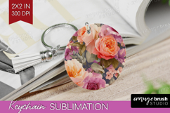 Floral Keychain PNG - Sping Flowers Keychain Sublimation Product Image 1