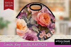 Floral Lunch Bag - Sping Flowers Lunch Bug PNG Sublimation Product Image 1