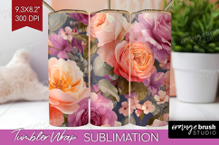 Floral Tumbler Wrap - Sping Flowers Tumbler PNG Sublimation Product Image 1