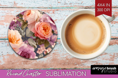 Floral Round Coaster - Sping Flowers Coaster PNG Sublimation Product Image 1