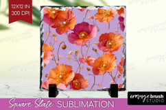 Floral Slate PNG - Sping Flowers Square Slate Sublimation Product Image 1
