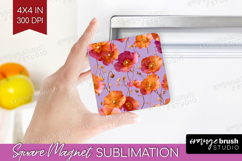 Floral Magnet Sublimation - Sping Flowers Square Magnet PNG Product Image 1
