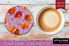 Floral Round Coaster - Sping Flowers Coaster PNG Sublimation Product Image 1
