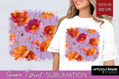 Floral Square Tshirt Background - Sping Flowers PNG Product Image 1