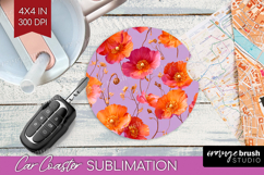 Floral Car Coaster - Sping Flowers Coaster PNG Sublimation Product Image 1