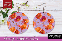 Floral Round Earrings - Sping Flowers PNG Sublimation Product Image 1