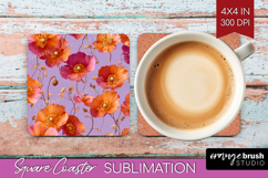 Floral Square Coaster - Sping Flowers Coaster PNG Product Image 1