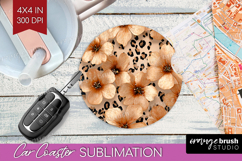 Floral Car Coaster - Sping Flowers Coaster PNG Sublimation Product Image 1