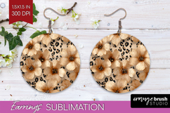 Floral Round Earrings - Sping Flowers PNG Sublimation Product Image 1