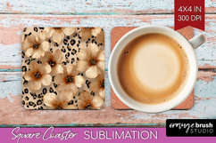 Floral Square Coaster - Sping Flowers Coaster PNG Product Image 1