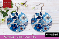 Floral Round Earrings - Sping Flowers PNG Sublimation Product Image 1