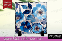 Floral Slate PNG - Sping Flowers Square Slate Sublimation Product Image 1