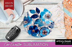 Floral Car Coaster - Sping Flowers Coaster PNG Sublimation Product Image 1