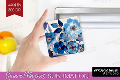 Floral Magnet Sublimation - Sping Flowers Square Magnet PNG Product Image 1