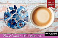 Floral Round Coaster - Sping Flowers Coaster PNG Sublimation Product Image 1