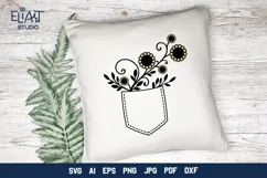 Floral Jeans Pocket SVG Cut File | Garden Flowers SVG Product Image 3