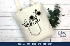 Floral Jeans Pocket SVG Cut File | Garden Flowers SVG Product Image 1