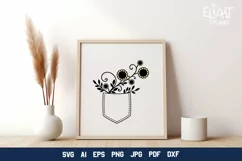 Floral Jeans Pocket SVG Cut File | Garden Flowers SVG Product Image 2
