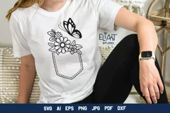 Floral Jeans Pocket SVG | Garden Flowers and Butterfly Product Image 2