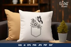 Floral Jeans Pocket SVG | Garden Flowers and Butterfly Product Image 3