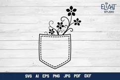 Floral Jeans Pocket SVG Cut File | Garden Flowers SVG Product Image 1