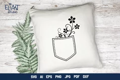 Floral Jeans Pocket SVG Cut File | Garden Flowers SVG Product Image 2