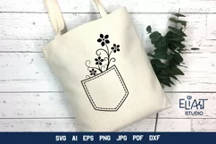 Floral Jeans Pocket SVG Cut File | Garden Flowers SVG Product Image 3