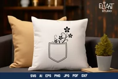 Floral Jeans Pocket SVG Cut File | Garden Flowers SVG Product Image 4