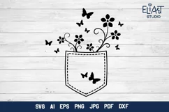 Jeans Pocket SVG Cut File | Garden Flowers and Butterflies Product Image 3