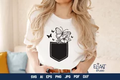 Jeans Pocket SVG | Butterflies and Tropic Flower Design Product Image 3
