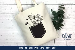 Jeans Pocket SVG | Butterflies and Tropic Flower Design Product Image 1