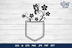 Floral Jeans Pocket SVG Cut File | Garden Flowers SVG Product Image 2