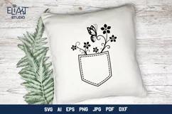 Floral Jeans Pocket SVG Cut File | Garden Flowers SVG Product Image 3