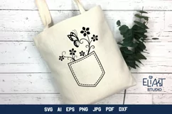 Floral Jeans Pocket SVG Cut File | Garden Flowers SVG Product Image 1