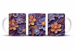 Flowers 3D Mug Wrap Sublimation Designs, 3d Mug, Flowers Png