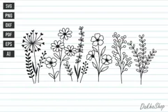 Flower Svg, Flowers Svg, Wildflower Svg, Flower Line Art Svg Product Image 1