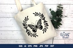 Butterfly SVG Design | Summer SVG Design with Leaves Product Image 1