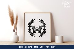Butterfly SVG Design | Summer SVG Design with Leaves Product Image 3