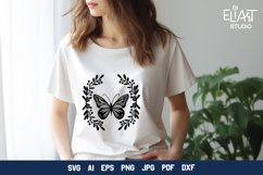 Butterfly SVG Design | Summer SVG Design with Leaves Product Image 4
