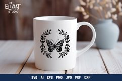 Butterfly SVG Design | Summer SVG Design with Leaves Product Image 5