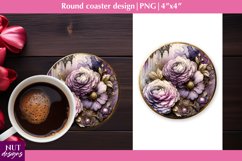 Spring coaster Ranunculus flower coaster Floral coaster PNG Product Image 1