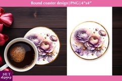 Spring coaster Ranunculus flower coaster Floral coaster PNG Product Image 1