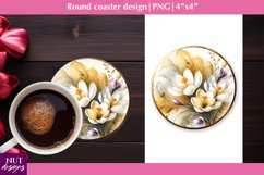 Spring Crocus flowers coaster Floral coaster sublimation Product Image 1