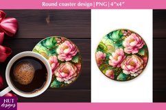 Spring coaster Peonies flower coaster Floral coaster PNG Product Image 1