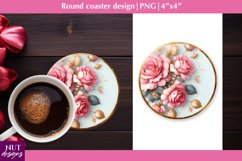 Roses flowers coaster Floral coaster sublimation Spring Product Image 1