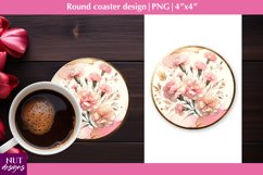Carnation flowers coaster Floral coaster PNG Spring coaster Product Image 1